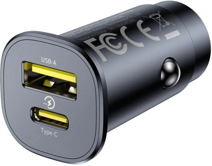 Автом. зарядний пристрій Baseus C+U 30W (C00072300123-01)чор