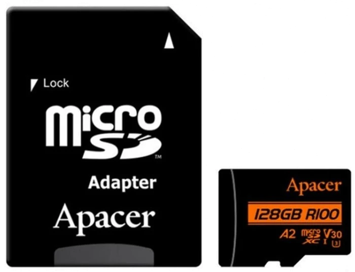 Карт. пам. Apacer microSDXC UHS-I U3 128GB V30 A2 +SD