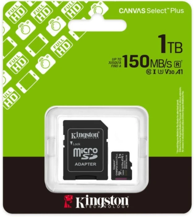 Карт. пам. Kingston microSDXC 1TB Canvas Select Plus Gen3 +