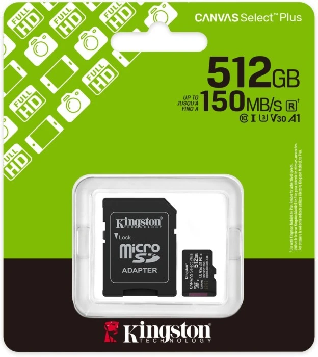 Карт. пам. Kingston microSDXC 512GB Canvas Select Plus Gen3+