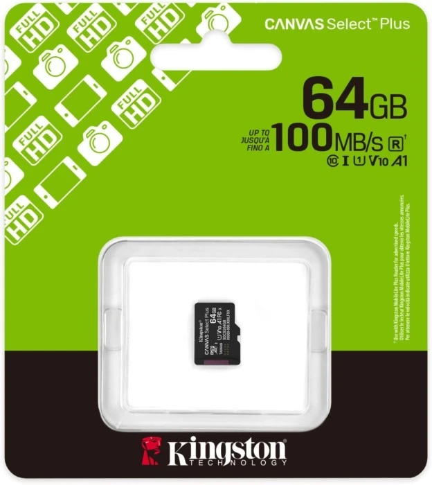 Карт. пам. Kingston microSDXC 64GB Canvas Select Plus Gen3