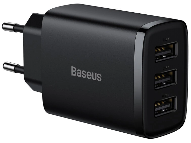 Зарядний пристрій Baseus Compact 3U 17W(CCXJ020101)чорний