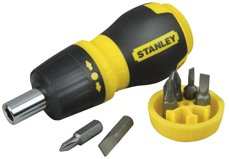 Викрутка Stanley набір Multibit Stubby, L=120мм, реверсивна, 6 біт