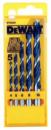 Акс.інстр DeWALT Набор сверл по дереву, d=4,5,6,8,10мм.