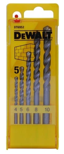 Акс.інстр DeWALT Набор сверл по кирпичу, 5шт, d=4,5,6,8,10мм.