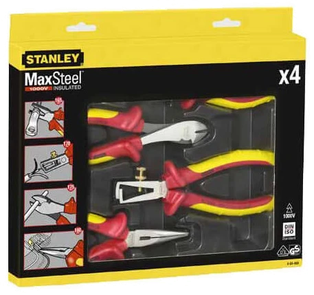 Плоскогубці Stanley набір шарнірно-губцевих інстр., 4 предм