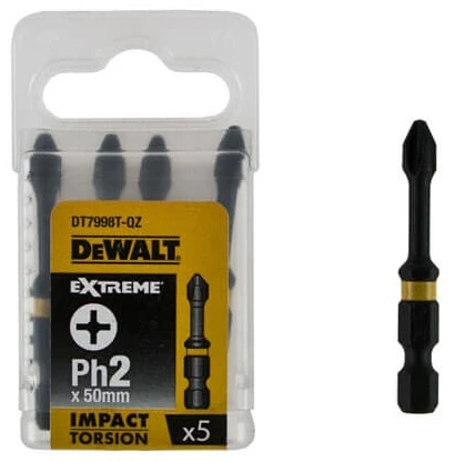 Акс.інстр DeWALT Біти ударні IMPACT TORSION EXTREME, Ph2, 50мм, 5шт
