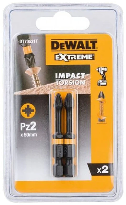 Акс.інстр DeWALT Бiти ударні IMPACT TORSION, Pz2 мм, L=50мм, 2шт.