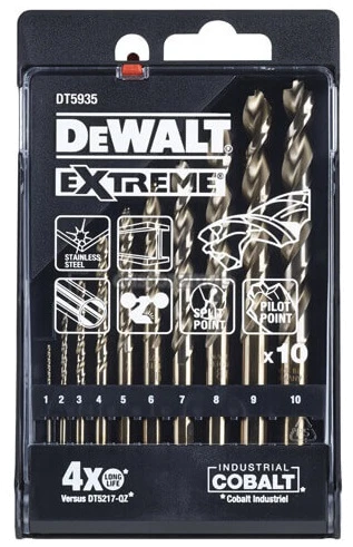Акс.інстр DeWALT Набір свердел по металу, d=1-10 мм, 10 шт., кейс
