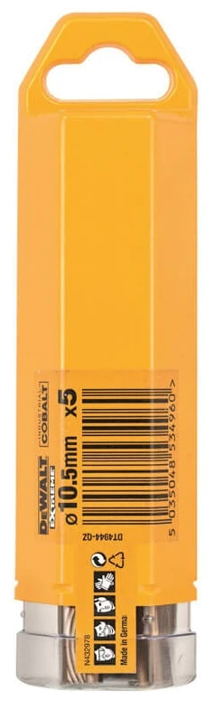 Акс.інстр DeWALT Свердло по металу коб., d=10.5мм, L=133мм, 5шт.
