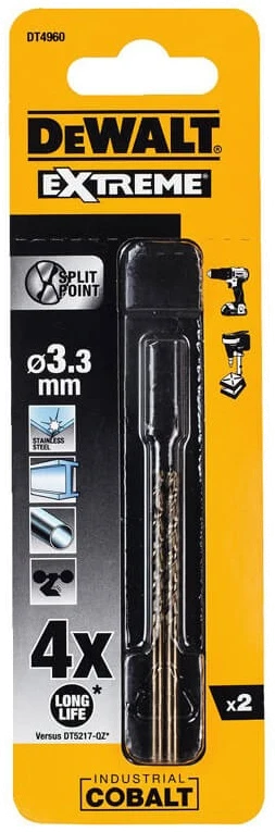 Акс.інстр DeWALT Свердло по металу кобальтове, d= 3.3мм, L=65 мм.
