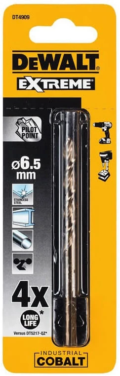 Акс.інстр DeWALT Свердло по металу кобальтове, d=6.5 мм, L= 101 мм.