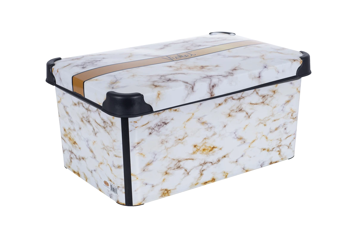Корзина VIOLET HOUSE 0647 DECOR Marble WHITE з/кр. 10 л (0647 DECOR Marble WHITE с/кр. 10 л)