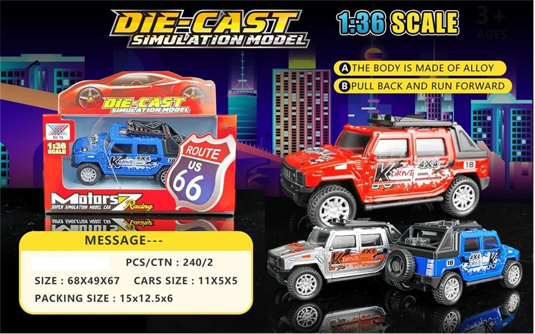 Іграшка DIY TOYS Машинка позашляховик метал pull-back 1:36, в асорт