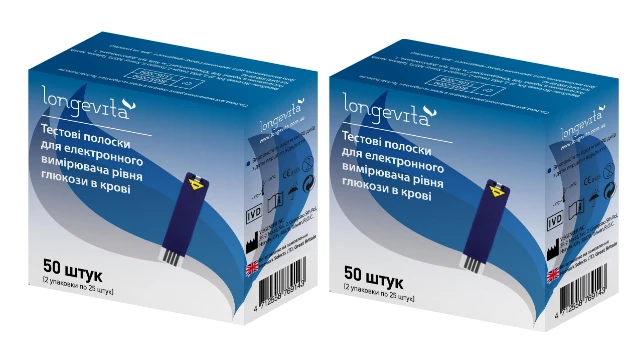 Глюкометр LONGEVITA Тестові полоски 100 шт. (25х2)+ (25х2)
