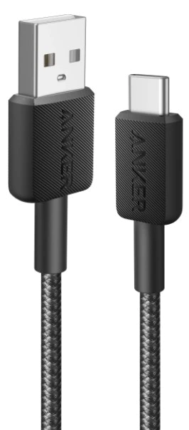 кабель ANKER 322 USB-A to USB-C - 0.9m Nylon (Чорний)