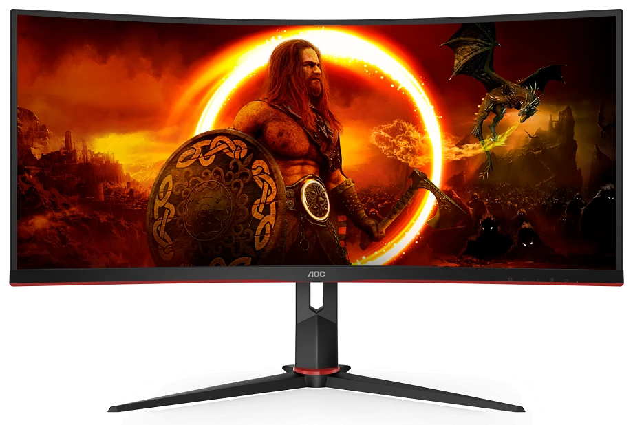 Монiтор TFT AOC 34" CU34G2XP/BK 21:9 VA Curved WQHD 180Hz HDMI DP USB Height Black/Red