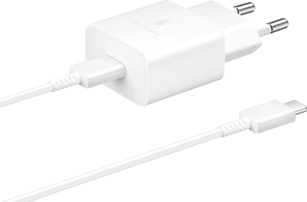мережева зарядка SAMSUNG 15W Power Adapter (w C to C Cable) EP-T1510XWEGEU / Біла