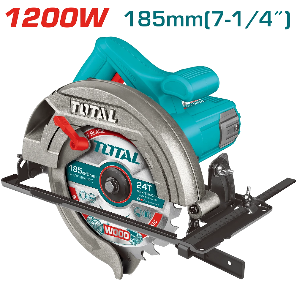Пила TOTAL TS11218576 циркулярна, 1200Вт, 5000об/хв, 185х20мм