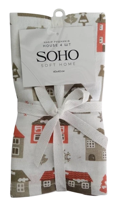 Кухонний текстиль SOHO Наб. руш. 40*40см бавовна 100% House 4 шт.