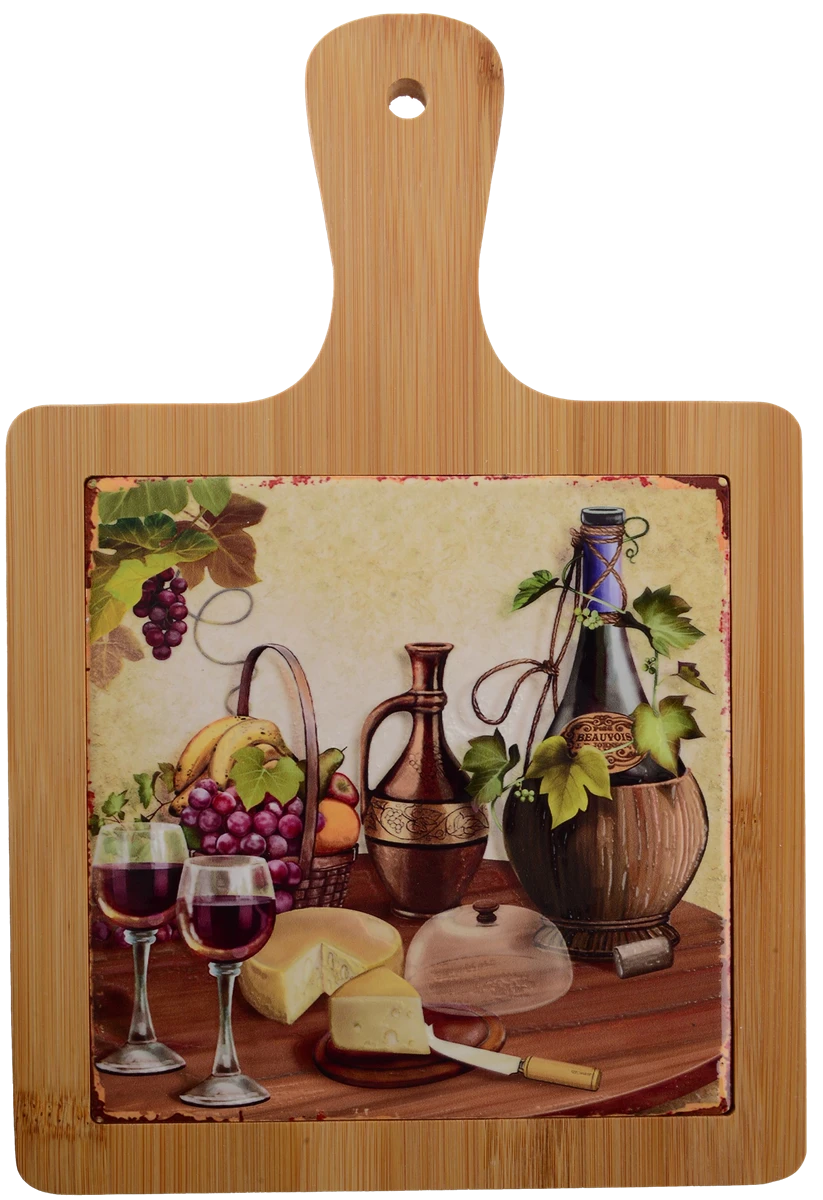 Дошка обробна Limited Edition WINE&CHEESE / підставка під гаряче/ з бамбук.ручкою 18х28 см (B160071)