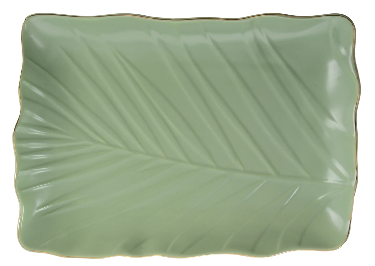 Блюдо Limited Edition LEAF GREEN GOLD /24.5х17 см /прямок. (B010791)