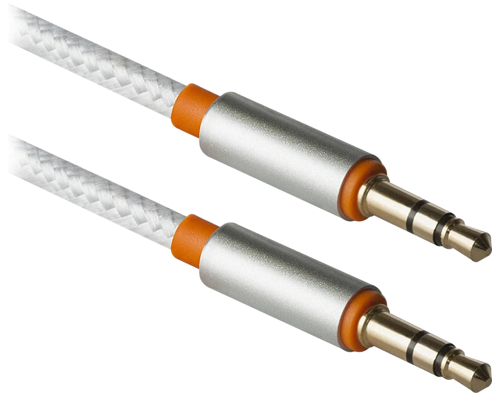 Кабель DEFENDER JACK01-03, AUX Audio 3.5мм M/M 1.2м White (87513)