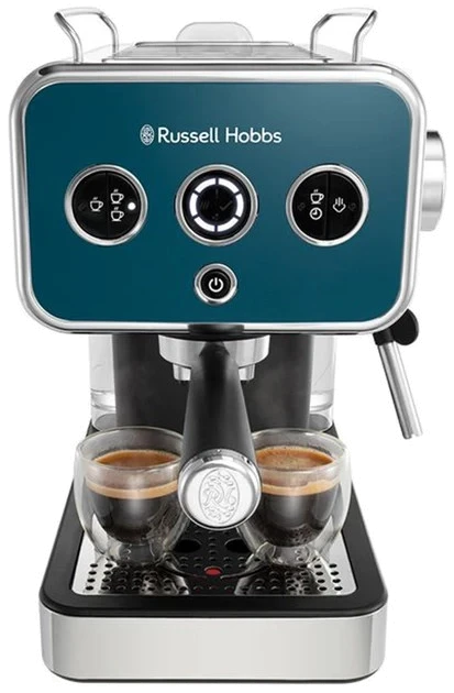 Кавоварка еспрессо RUSSELL HOBBS 26451-56 Distinctions Ocean, 1,1л, мелена + чалди, синьо-сріблястий
