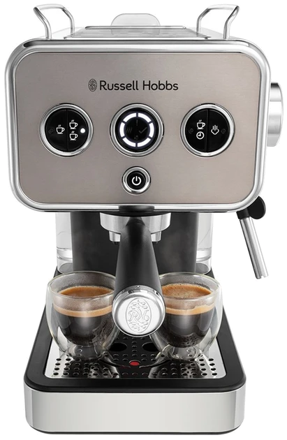 Кавоварка еспрессо RUSSELL HOBBS 26452-56 Distinctions Titanium, 1,1л, мелена + чалди, сріблястий