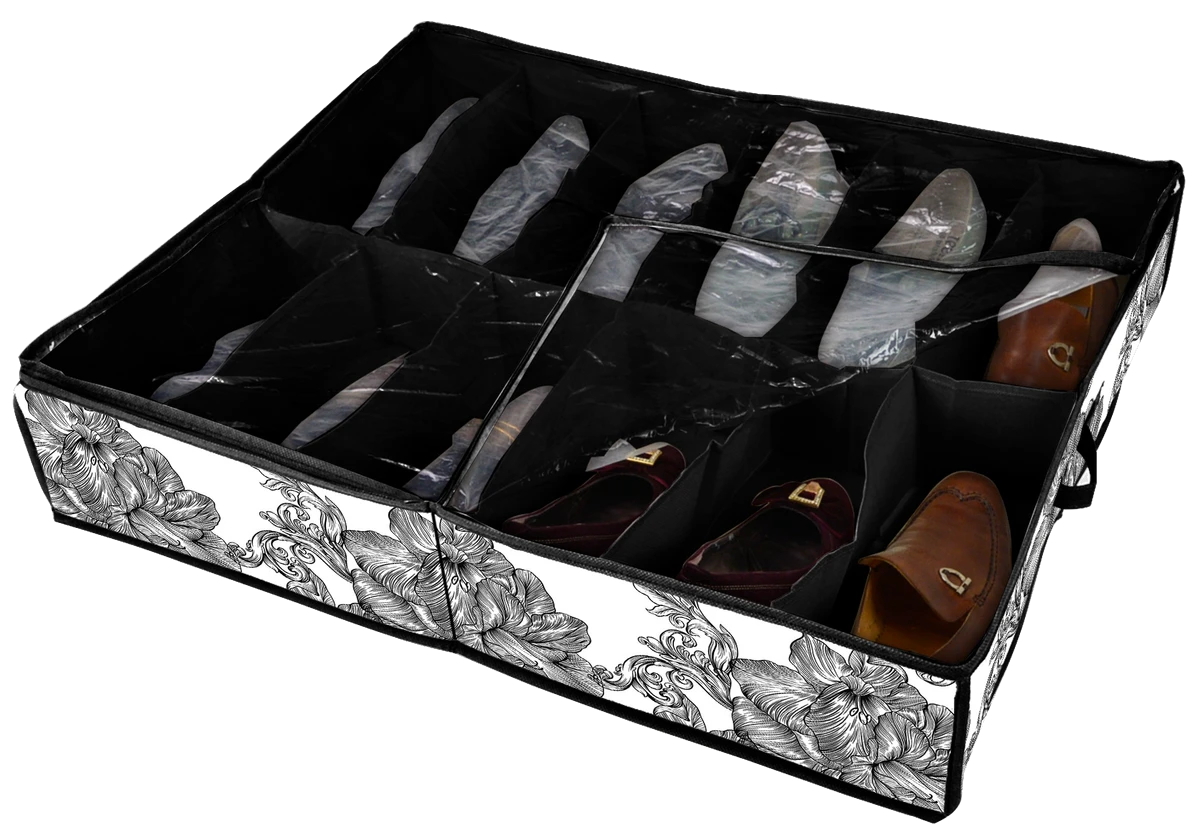 Органайзер IDEA HOME NP-106-D ткан. 12ком. д/взуття Anthracite Flowers 74.5x60x15 см (NP-106-D ткан. 12ком. д/взуття Anthracite Flowers)
