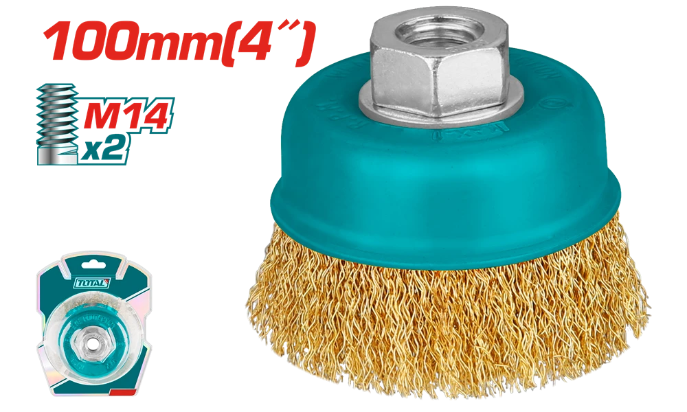 Акс.інстр TOTAL TAC31041 Щітка чашкова дротяна,100мм, для КШМ, М14.