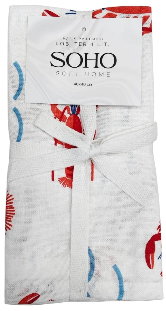 Кухонний текстиль SOHO Наб. руш. 40*40см бавовна 100% Lobster 4 шт.