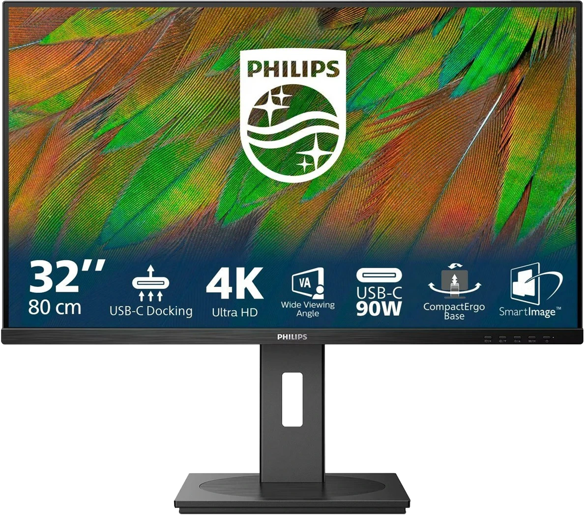 Монiтор TFT PHILIPS 31.5" 32B1U3900/00 VA 4K 350nit HDMI DP USB-C RJ45 Pivot USB MM Black