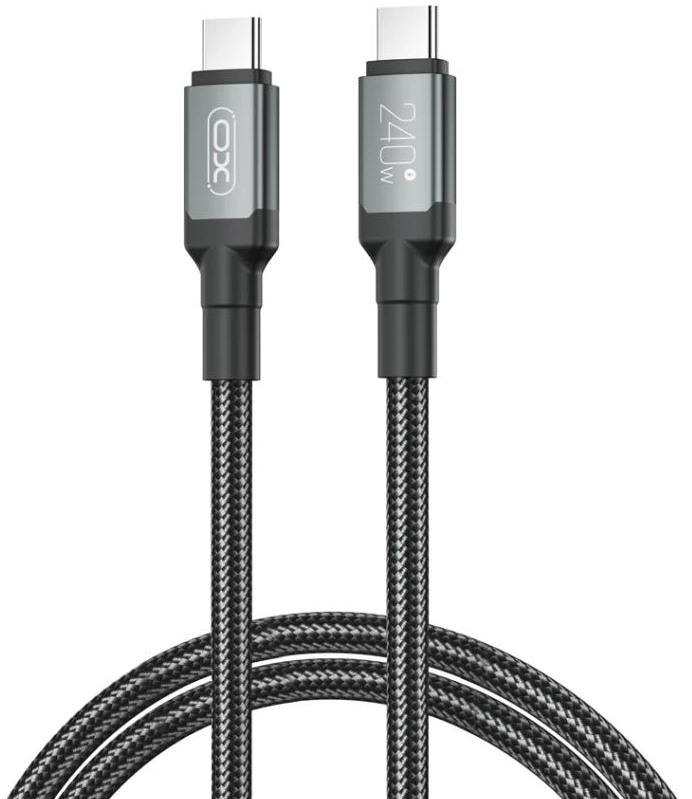 кабель XO NBQ264A High Power Braided Type-C to Type-C - 240W - 2m (Чорний)