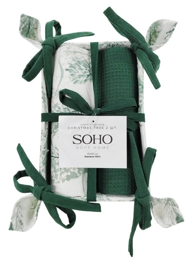 Кухонний текстиль SOHO Наб. руш. 40*60см бавовна 100% Christmas tree хліб. 2 шт.
