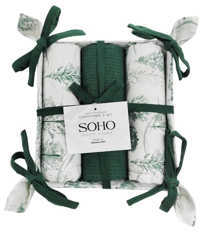 Кухонний текстиль SOHO Наб. руш. 40*60см бавовна 100% Christmas хліб. 3 шт.