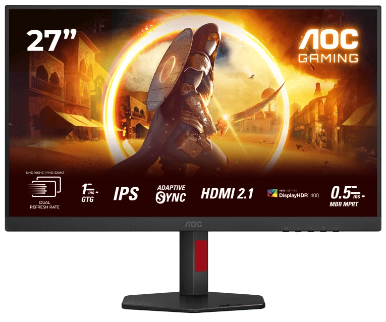 Монiтор TFT AOC 27" U27G4R IPS 4K 160Hz 400nit 2*HDMI DP Pivot USB Black/Red