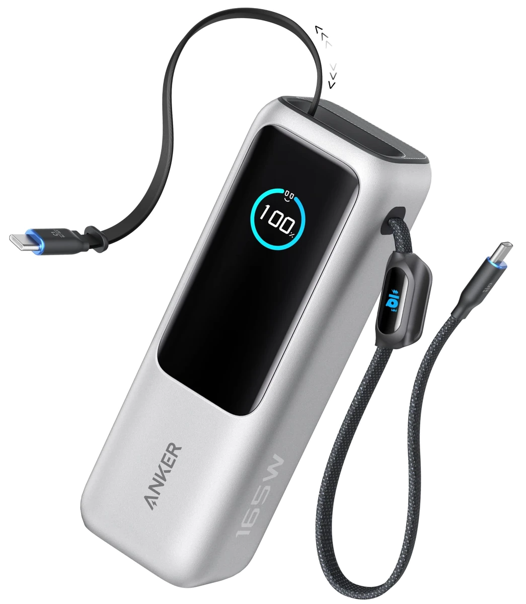 зовн. акум. ANKER - 25000 mAh 165W PD Built-In Double USB-C Cables (Сріблястий)