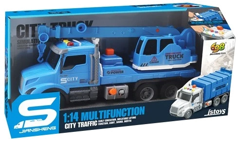 Іграшка CARS S Будівельний кран блакитний 1:14 (рухомі частини, інерція, звук, світло, вихлоп)