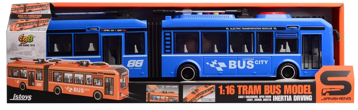 Іграшка CARS S Трамвай блакитний 1:16 (інерція, звук, світло, двері відчиняються)