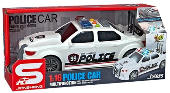 Іграшка CARS S Поліцейська машина чорна 1:16 (інерція, звук, світло, багажник відкривається)