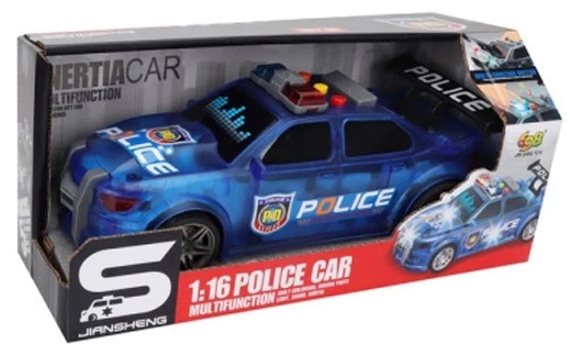 Іграшка CARS S Поліцейська машина синя 1:16 (інерція, звук, корпус світиться, багажник відкривається)