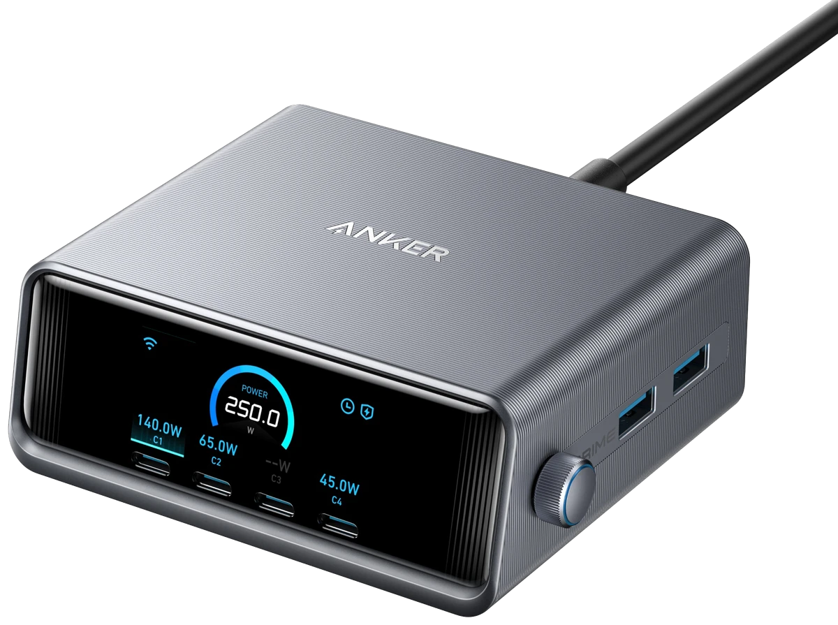 мережева зарядка ANKER GaNPrime Charger - 250W, 4xUSB-C PD & 2xUSB-A (Чорний)