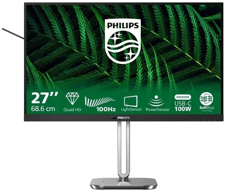 Монiтор TFT PHILIPS 27" 27B2G5601/00 IPS QHD 100Hz HDMI DP USB-C Pivot USB MM Black