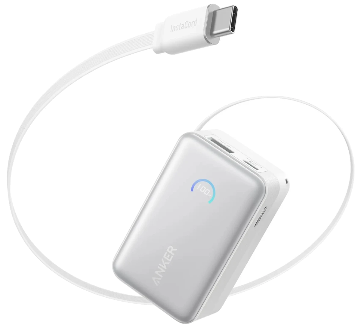 зовн. акум. ANKER Nano - 10000 mAh 45W Built-In USB-C Cable (Білий)