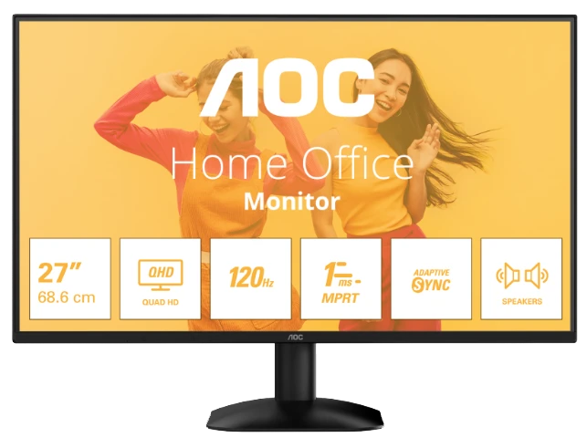 Монiтор TFT AOC 27" Q27B35S3 IPS QHD 300nit 120Hz HDMI DP MM Black
