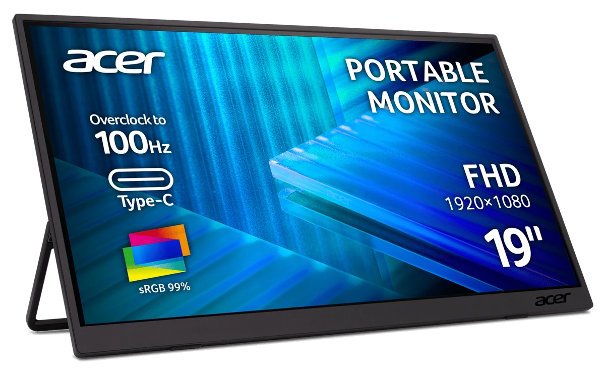 Монiтор TFT ACER 18.5" PM191QEbmiuux (UM.XP1EE.E01) IPS FHD 100Hz 290nit 8bit HDMI 2*USB-C Portable MM