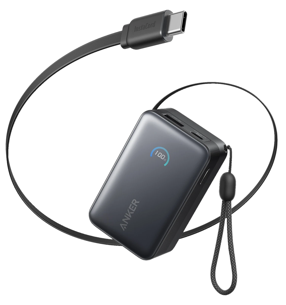 зовн. акум. ANKER Nano - 10000 mAh 45W Built-In USB-C Cable (Чорний)