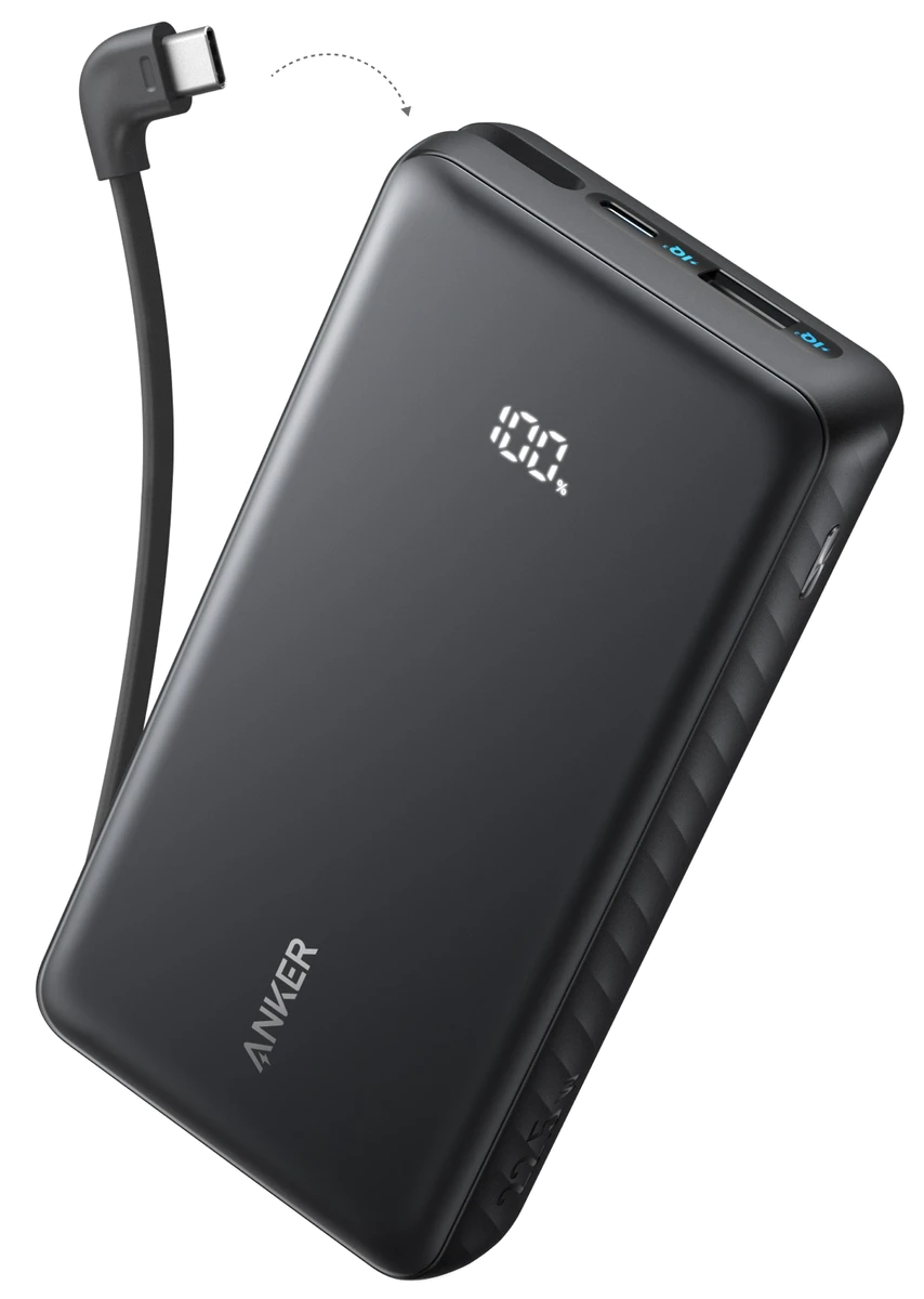 зовн. акум. ANKER - 20000 mAh 22.5W Built-In USB-C Cable (Чорний)