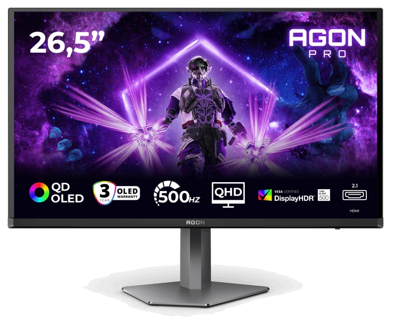 Монiтор TFT AOC 26.5" AGON AG276QKD2 QHD QD-OLED 500Hz HDMI DP Pivot USB MM